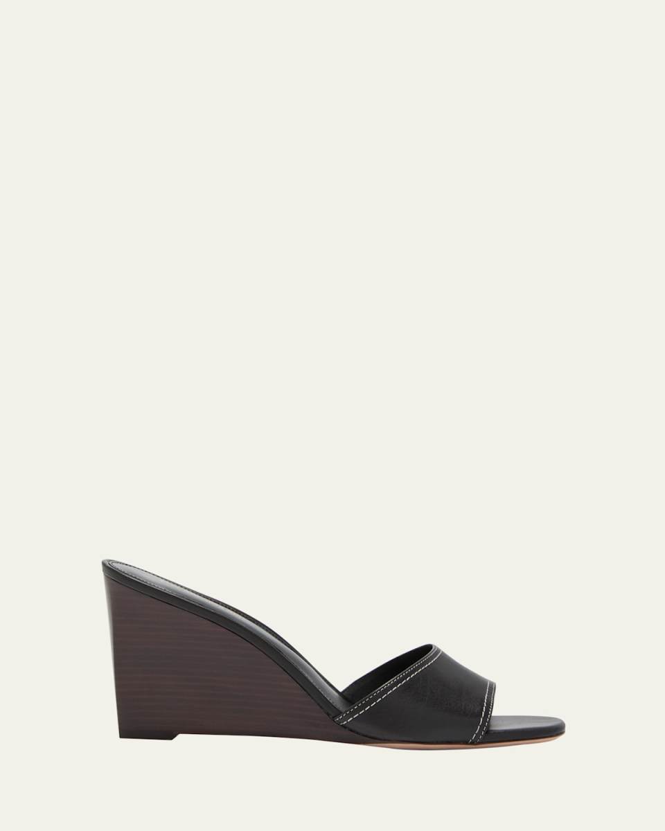 Ellen Leather Wedge Slide Sandals